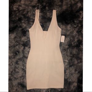 Sexy deep cut white dress